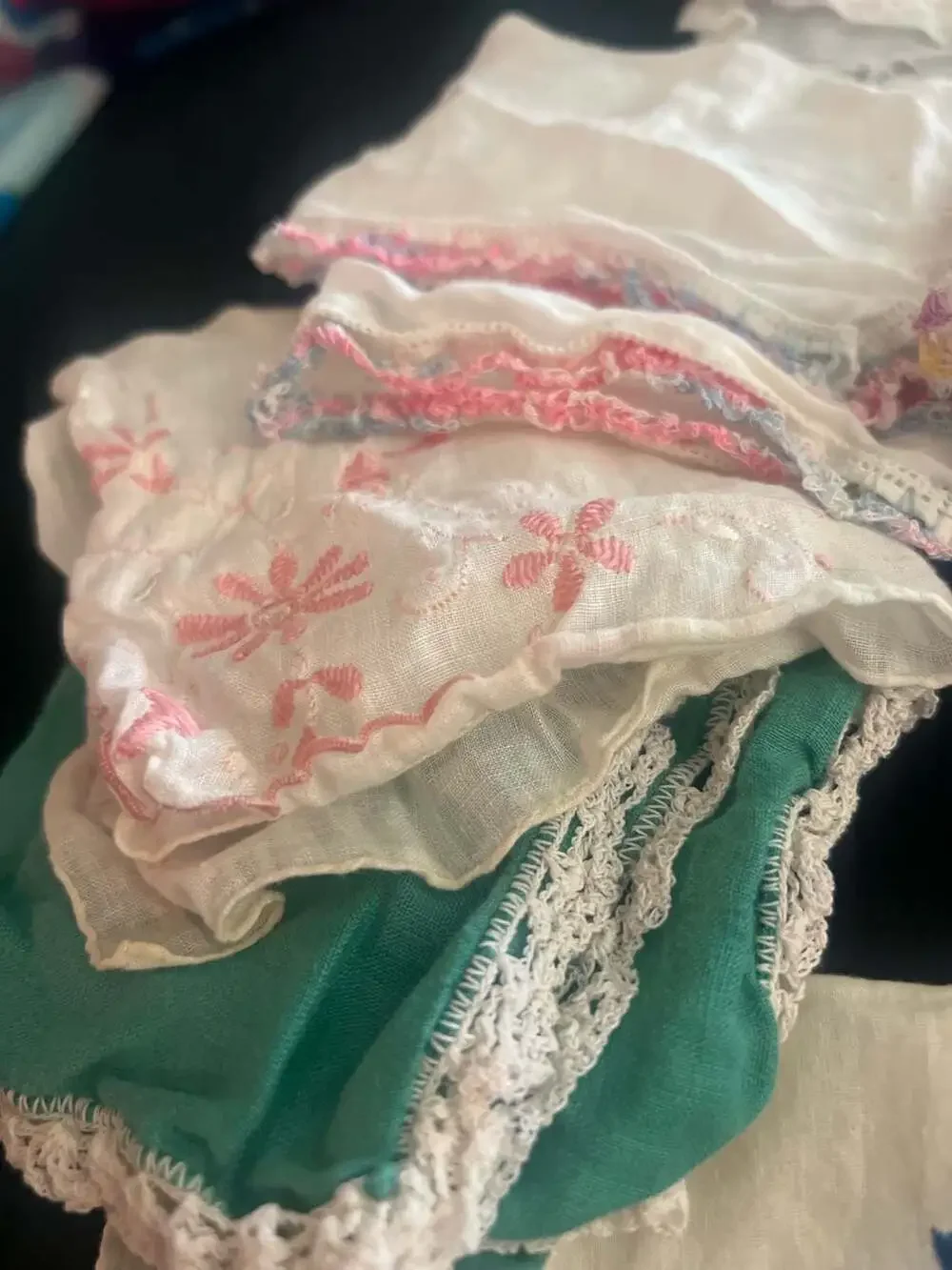 Collection of 15 Vintage Embroidered and Crochet Lace Handkerchiefs